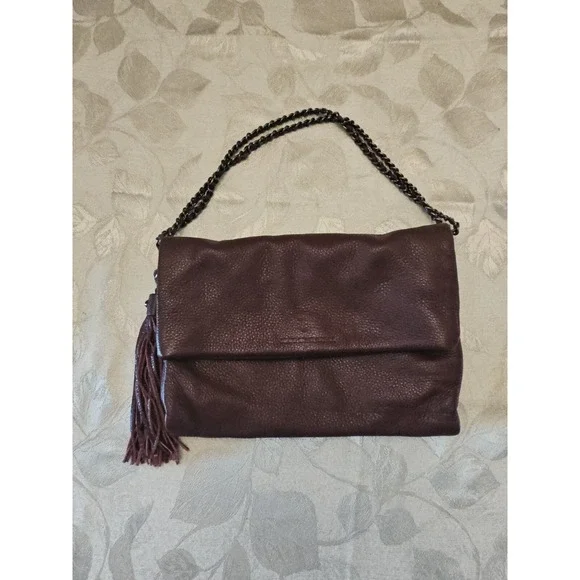 Aimee Kestenberg Purse Leather Fringe Tassel Flap Double Entry Chain Strap Boho - Picture 1 of 16